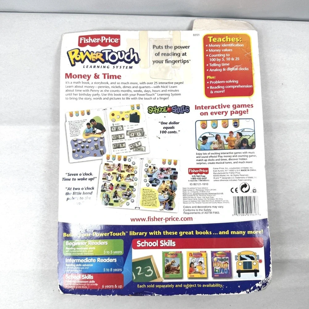 Fisher Price Power Touch Math Money & Time - Grade 2 - Book and Cartridge / New